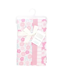 Hudson Baby Infant Girls Cotton Flannel Burp Cloths -Pack, Pink Daisies