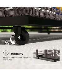 Outsunny Pool Float Storage with Wheels, Pool Caddy, Light