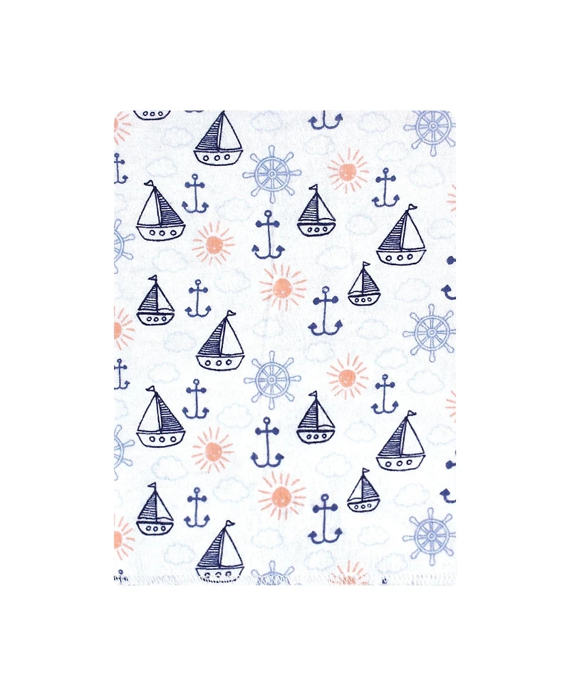 Hudson Baby Cotton Flannel Burp Cloths 12-Pack Bundle, Sunshine And Sailboats, One Size