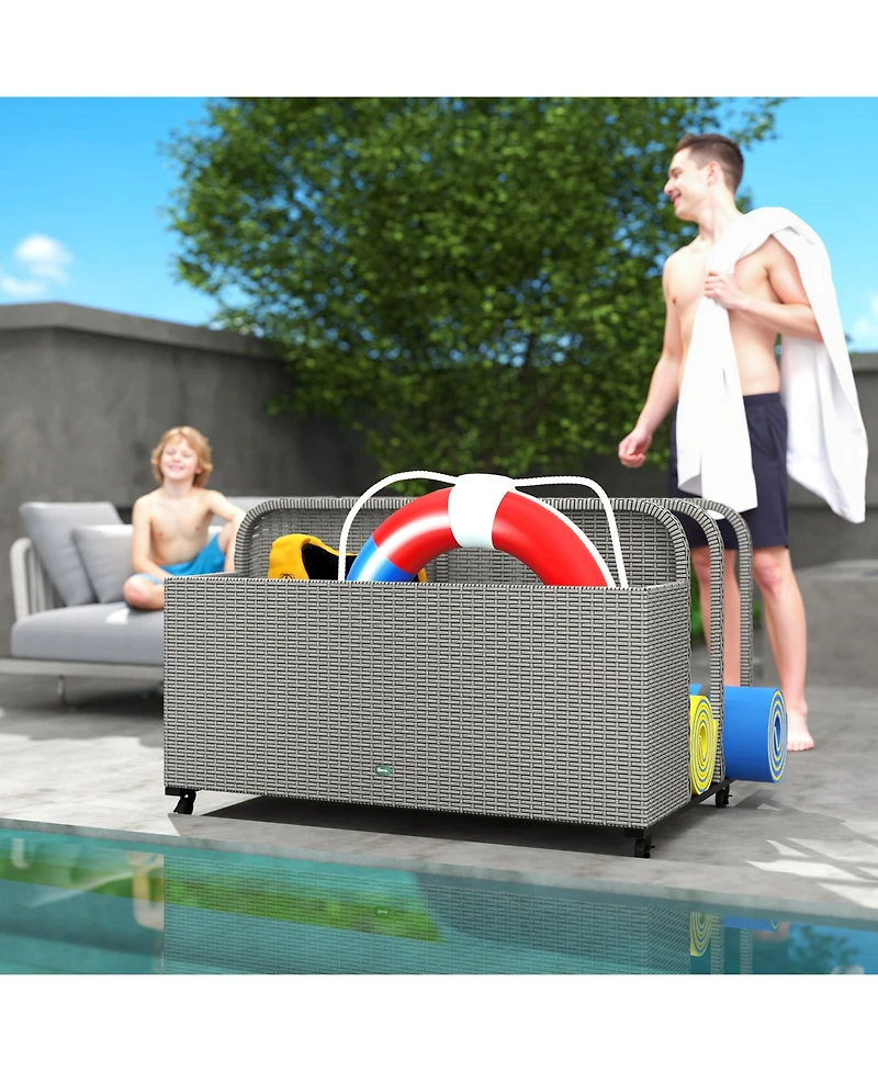 Outsunny Wicker Pool Float Storage Organizer, Pool Float Holder, Mixed