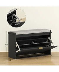 Homcom Shoe Bench with Padded Seat and Flip-Drawer for 8 Pairs