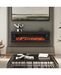 Mondawe Suspended Led Light Mantel with Remote Control Stylish Electric Fireplace
