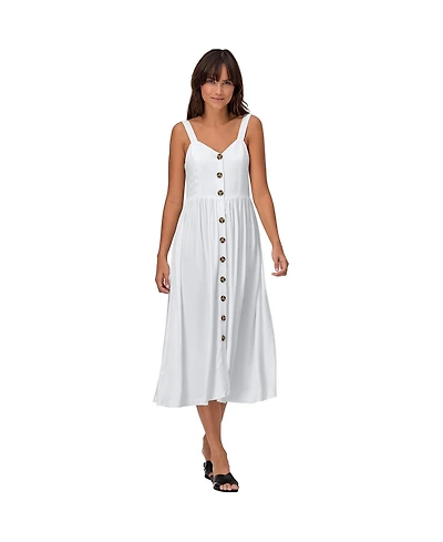 ellos Women's Button-Front A-Line Midi Dress