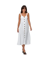 ellos Women's Button-Front A-Line Midi Dress