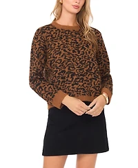 Vince Camuto Women's Leopard Print Long Sleeve Sweater