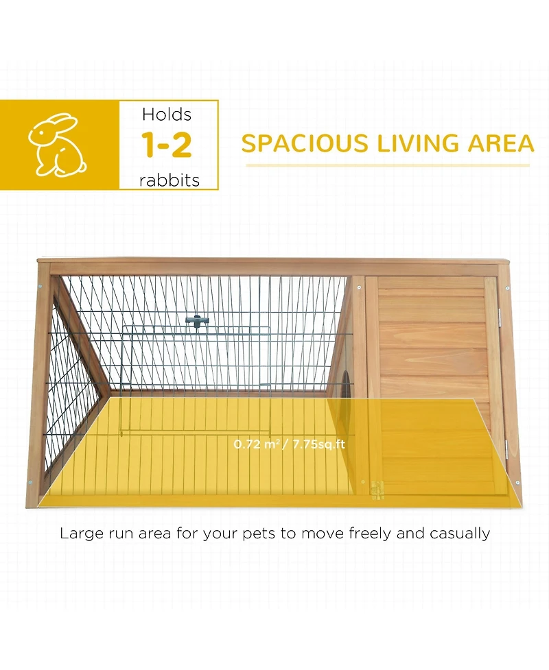 PawHut 46" x 24" Wooden A-Frame Outdoor Rabbit Cage Small Animal Hutch,