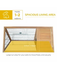 PawHut 46" x 24" Wooden A-Frame Outdoor Rabbit Cage Small Animal Hutch,