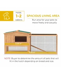 Pawhut Wooden Small Animal House Rabbit Hutch Bunny Cage w/ Backyard Run Ramp