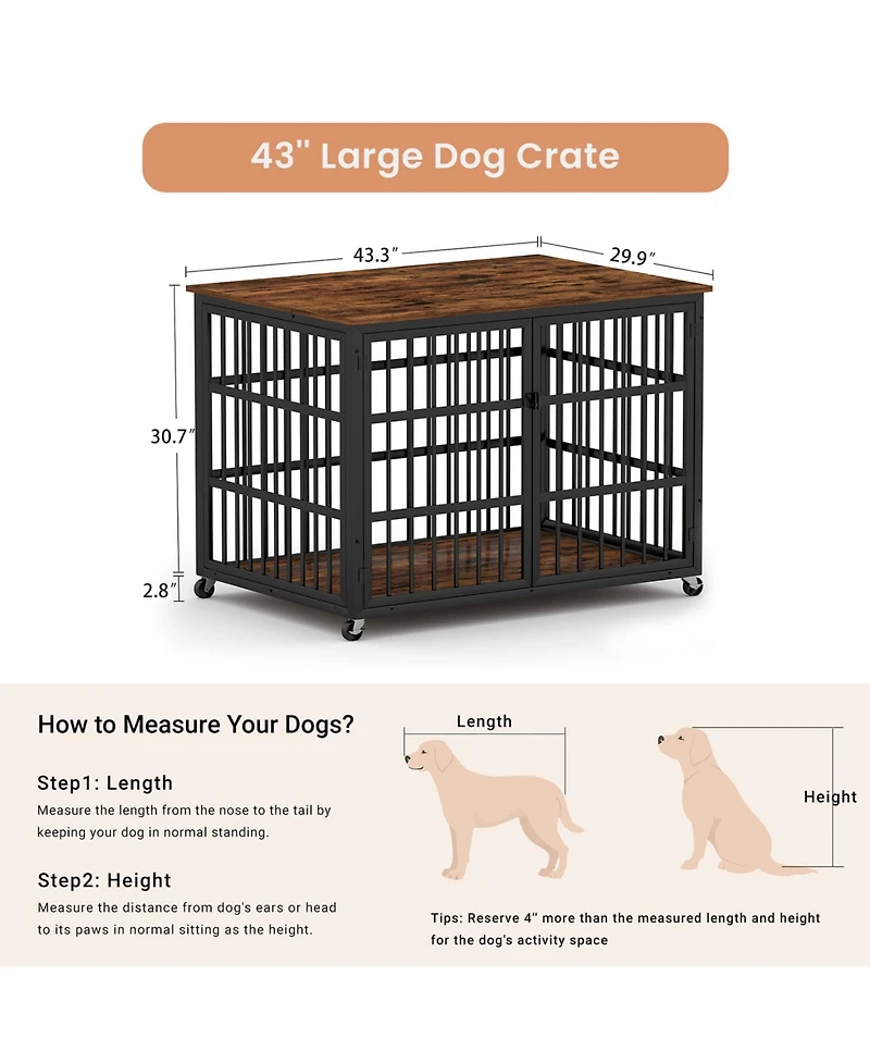 Airsurfer Dog Crate Wrought Iron Frame Door with Side Openings