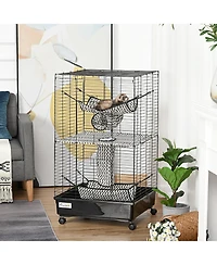 PawHut 42" Ferret Cage W/ Wheels Brakes, Hammocks,
