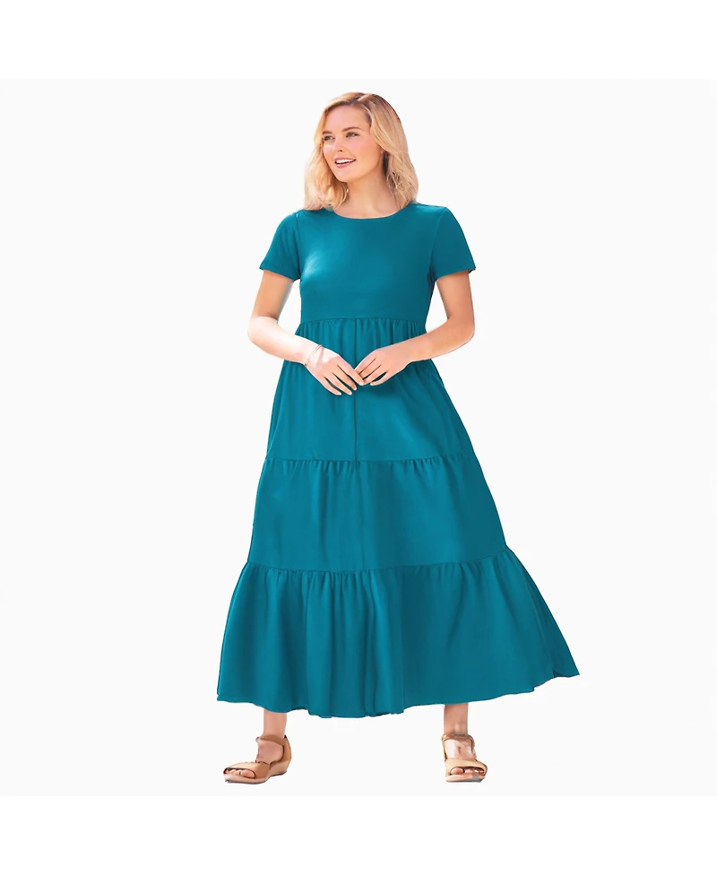 Woman Within Women's Back-Elastic All-Cotton Denim Carpenter Jeans