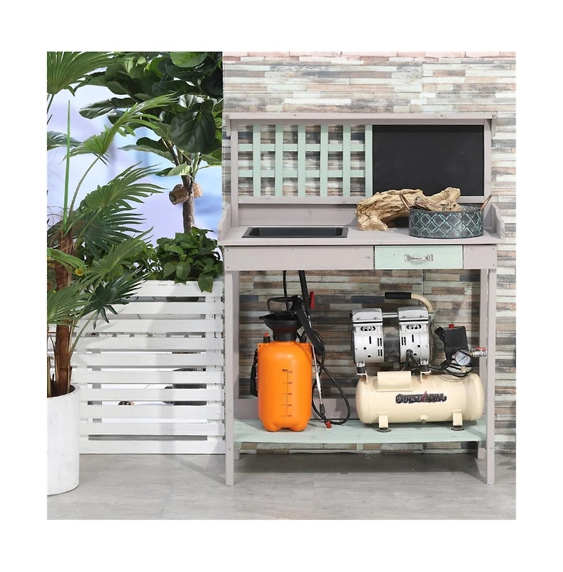 Garden Potting Table with Open Shelves for Easy Access