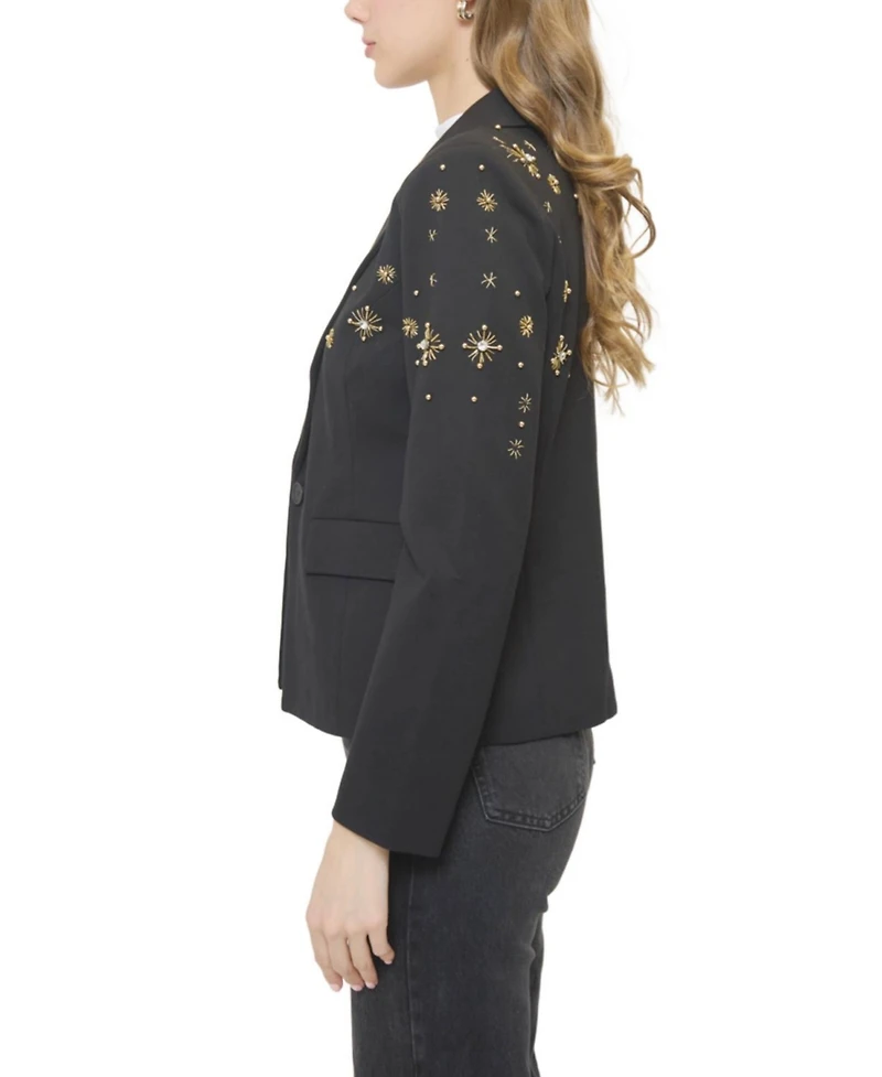 Central Park West Women's Crystal Embellished Tuxedo Jacket
