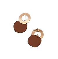 Women's The Circular-Plate Drop Earrings - Mocha Brown