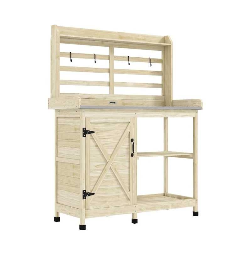 Outdoor Potting Bench with Open Shelf Storage for Gardening Needs
