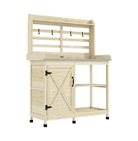 Outdoor Potting Bench with Open Shelf Storage for Gardening Needs