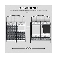 Wooden Garden Work Bench with Storage for Plants and Tools
