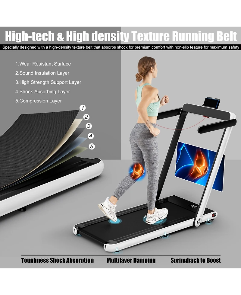 Skonyon 2.25HP 2 in 1 Folding Treadmill with App Speaker Remote Control