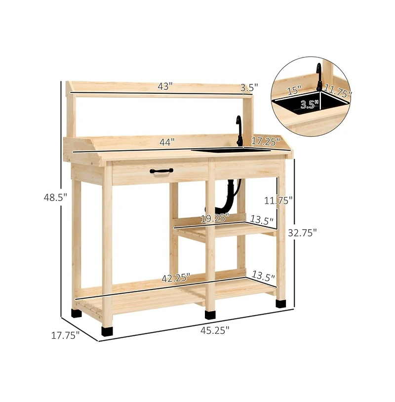 Slickblue Sturdy Garden Work Bench with Open Shelves for Tools and Plants