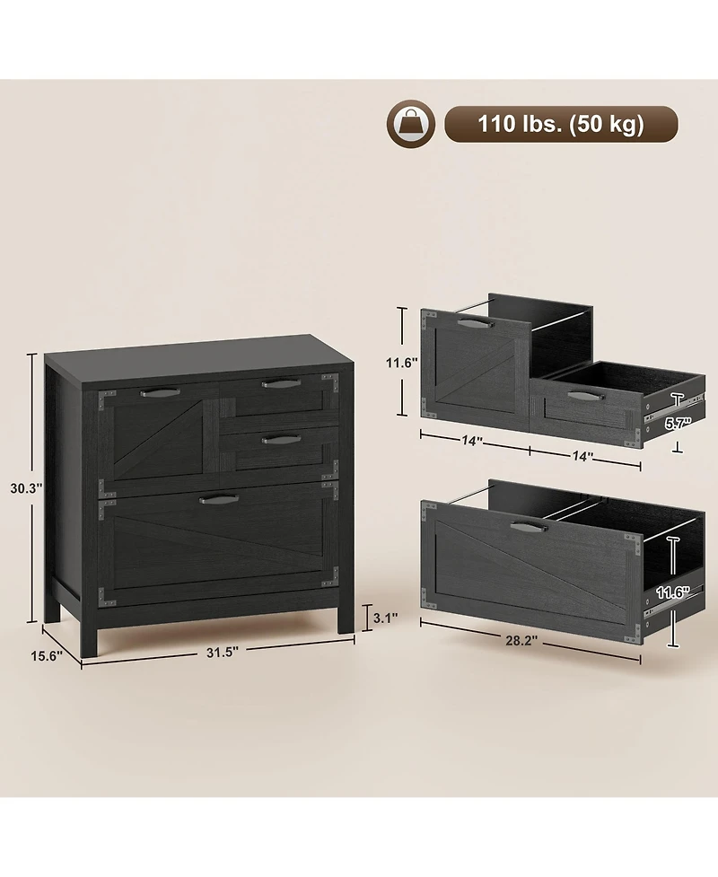 Homcom 4 Drawer File Cabinet Filing for Letter/A4/Legal Files