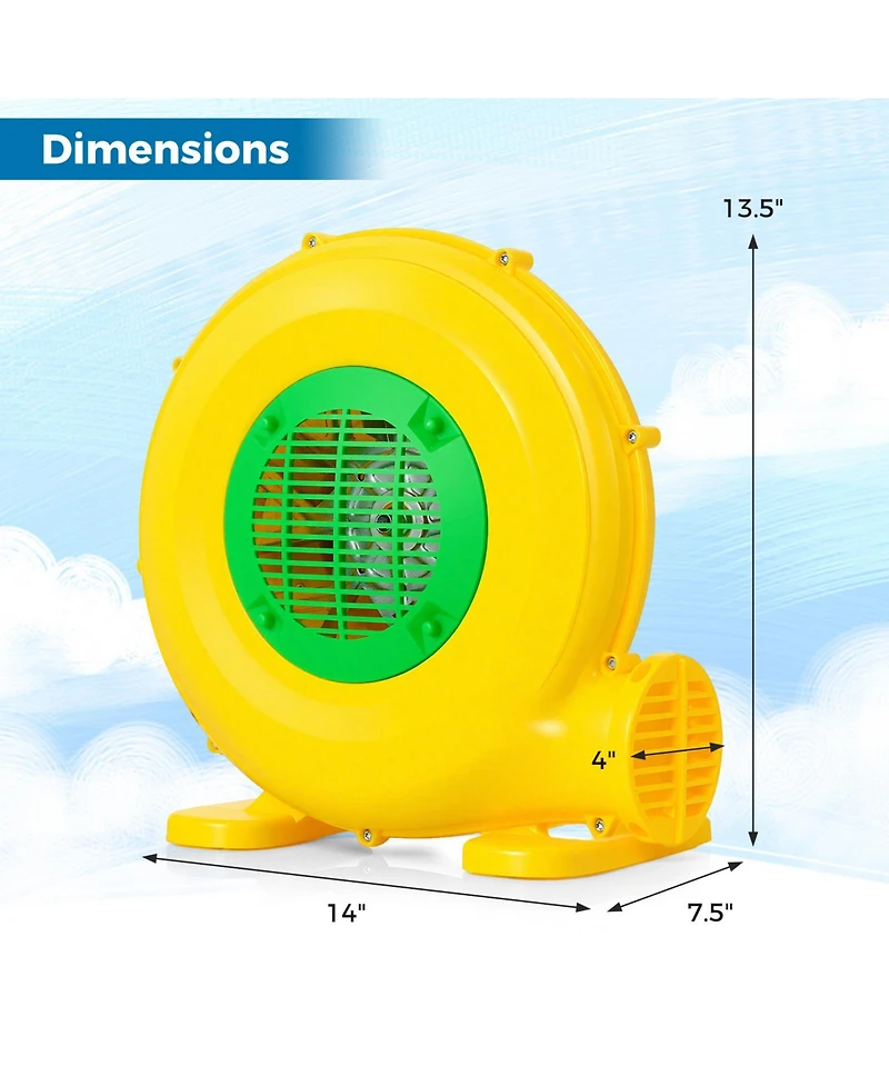 480W Bounce House Blower with Handle and Ground Stakes