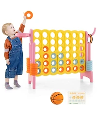 Sugift 4-in-a-Row Connect Game with Basketball Hoop and Toss Ring