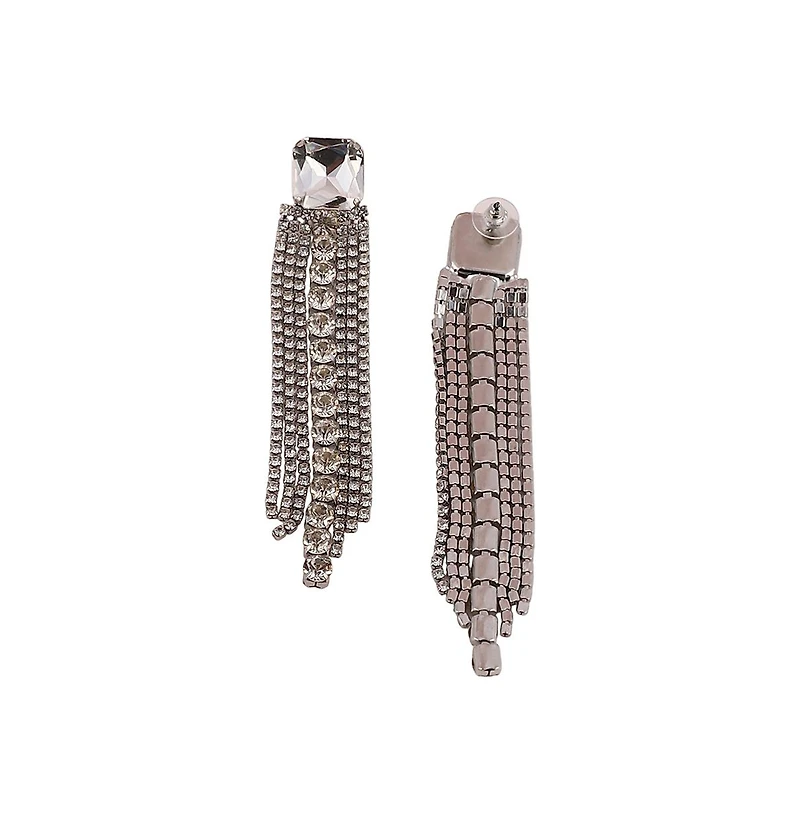 Women's The Bijou-Quad Drop Earrings - Crystal Silver