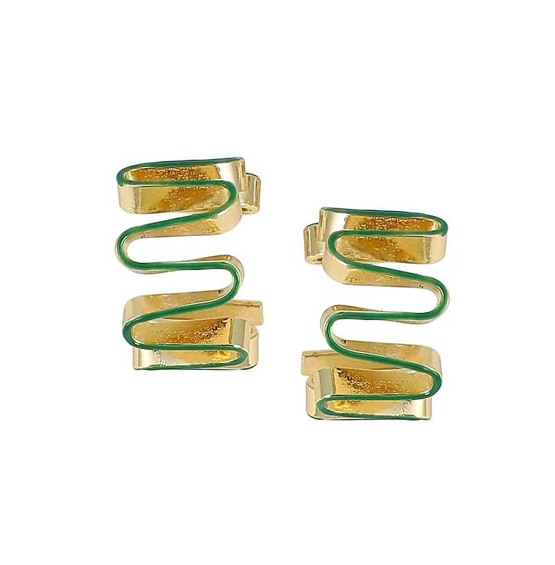 Women's The Enamel-Coil Hoop Earrings - Shamrock Green & California Gold