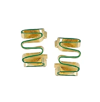 Women's The Enamel-Coil Hoop Earrings - Shamrock Green & California Gold
