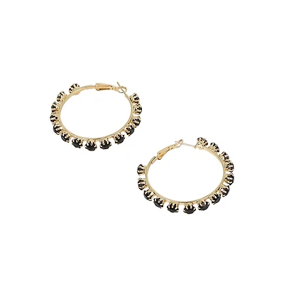 Women's The All-Over-Stud Hoop Earrings - Onyx Black