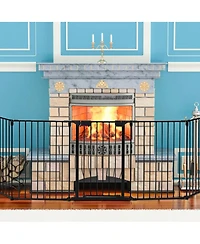 Sugift 115 Inch Length 5 Panel Adjustable Wide Fireplace Fence