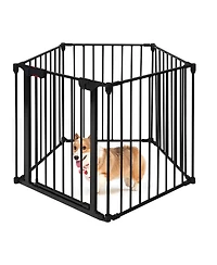 Sugift 115 Inch Length 5 Panel Adjustable Wide Fireplace Fence