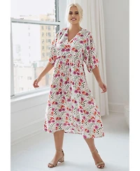 ellos Women's Blouson Sleeve Empire Midi Dress