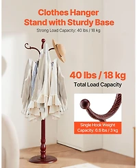 Slickblue Wooden Freestanding Coat Rack with Large Base and 11 Hooks