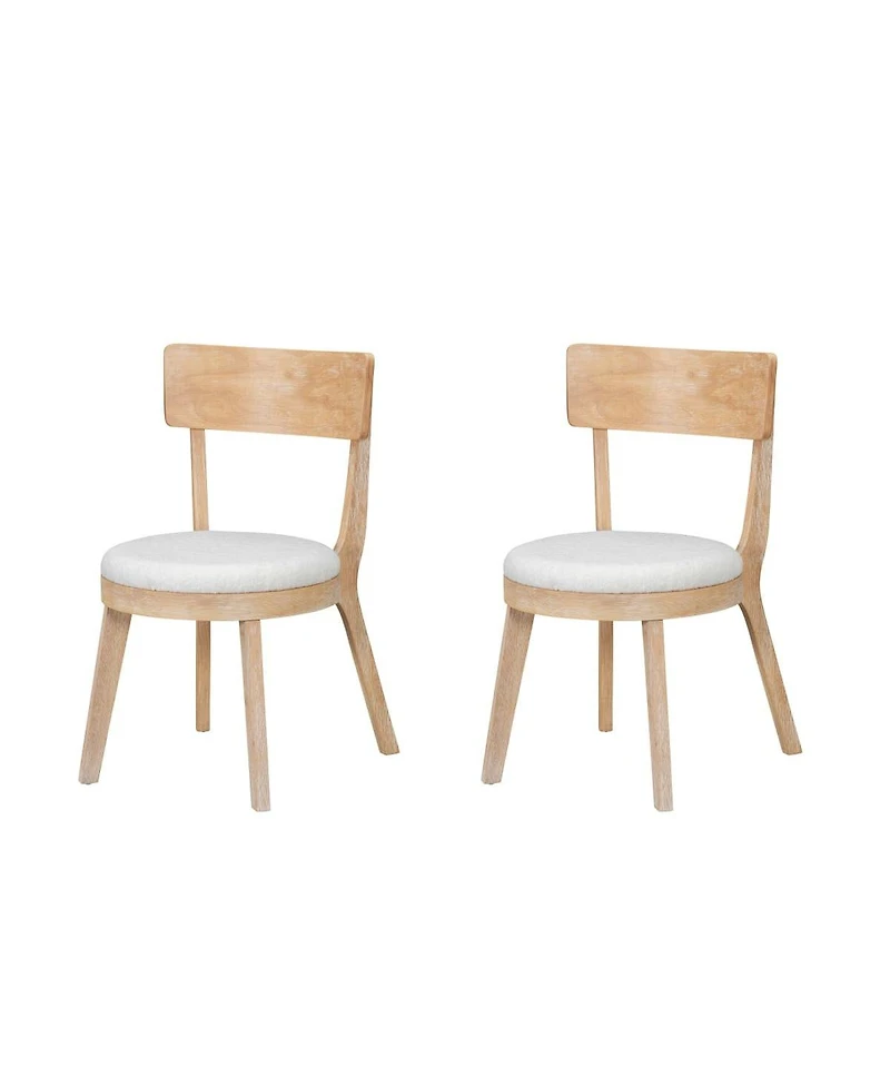 3-Piece Mid-Century Modern Dining Set, 39.4" Round Table and 2 Upholstered Chairs, Oak Finish, for Kitchen or Small Apartment-Maison Boucle