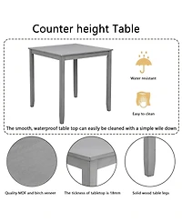 Maison Boucle 5-Piece Counter Height Dining Set, Solid Acacia Wood Table and 4 Upholstered Chairs for Kitchen or Small Space