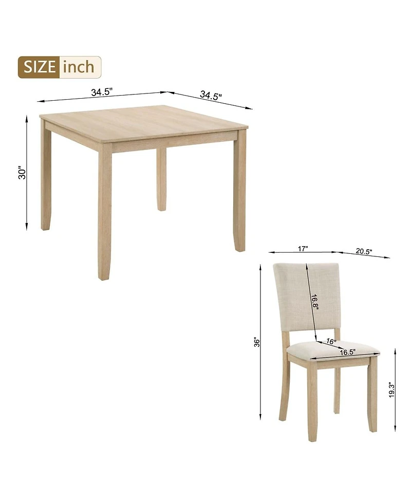Maison Boucle 5-Piece Dining Table Set for 4, Small Kitchen Table and Chairs Set, Modern Wooden Dining Set for Apartment or Breakfast Nook-Maison Bouc