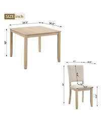 Maison Boucle 5-Piece Dining Table Set for 4, Small Kitchen Table and Chairs Set, Modern Wooden Dining Set for Apartment or Breakfast Nook-Maison Bouc