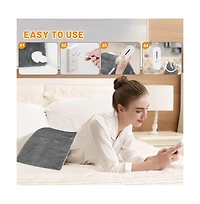 Cowin 12''x24'' Grey Weighted Electric Heating Pad for Pain Relief, Machine Washable with 3 Heat Settings ,Heating pad for Neck and Shoulder, Knee