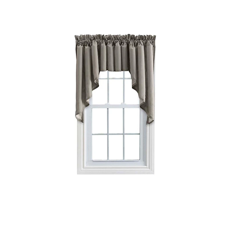 Ellis Curtain Stacey Lined 3" Rod Pocket High Quality Fabric Solid Color Window Swag Set 126"x36" Grey