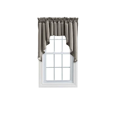 Ellis Curtain Stacey Lined 3" Rod Pocket High Quality Fabric Solid Color Window Swag Set 126"x36" Grey