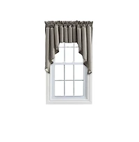 Ellis Curtain Stacey Lined 3" Rod Pocket High Quality Fabric Solid Color Window Swag Set 126"x36" Grey
