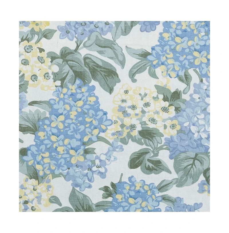 Ellis Hydrangea Classic Pattern Printed 1.5" Rod Pocket Window Tailored Pair with Ties 68"x72" Blue