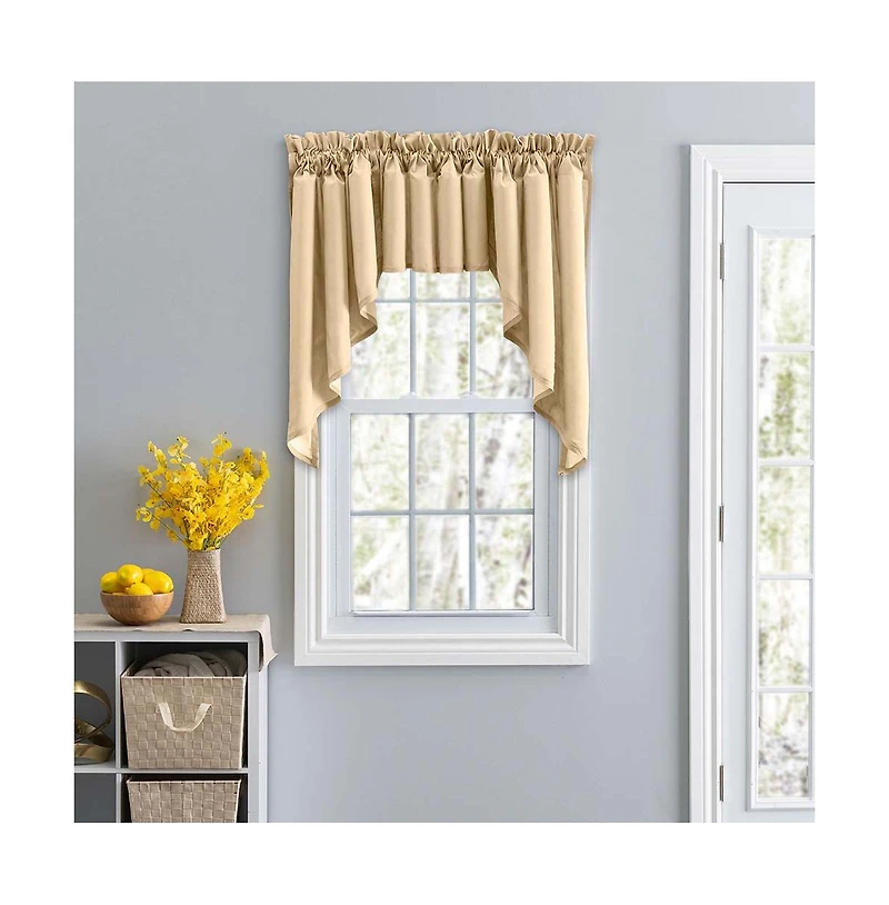 Ellis Stacey Solid Color Window 3" Rod Pocket High Quality Fabric Lined Swag Set 126"x63" Almond