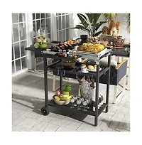 Slickblue All-in-One Outdoor Bar Cart and Grill Station for Patio or Backyard