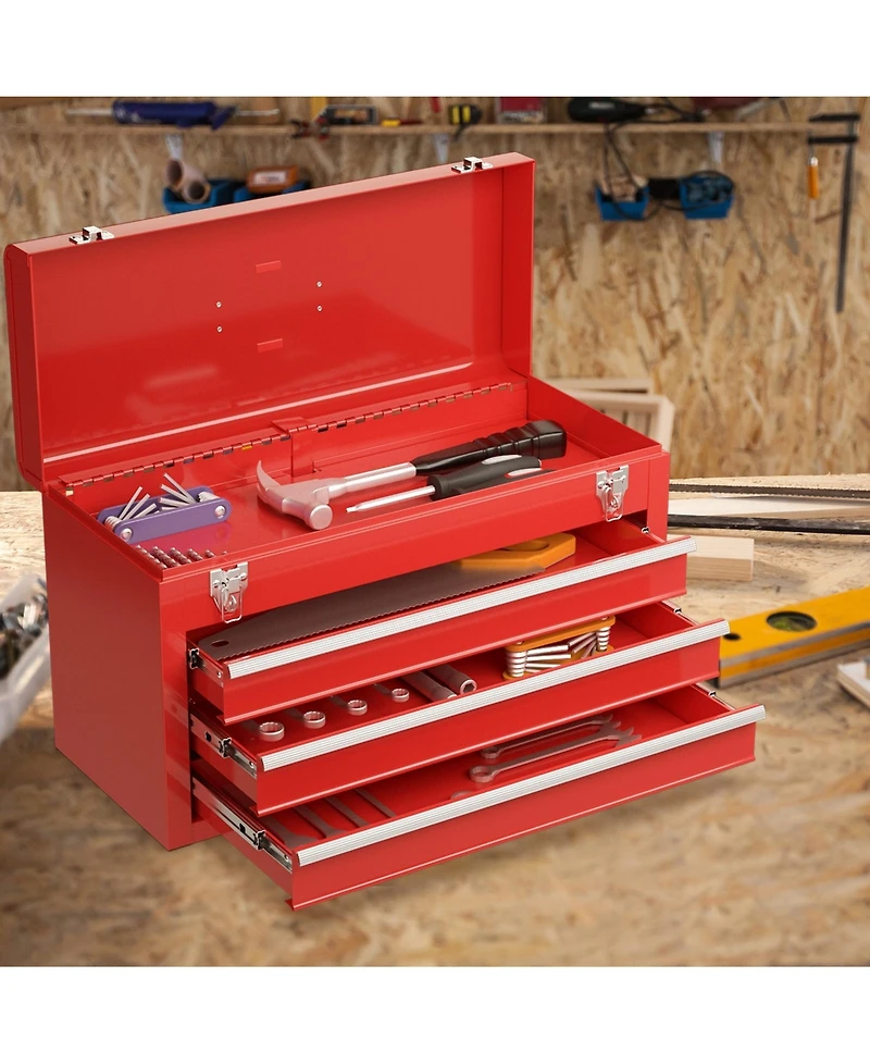 Sugift Portable Garage Mechanic Tool Cabinet Box with 3