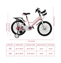 Artudatech 18" Kids Bike for Boys and Girls with auxiliary wheels & Rack