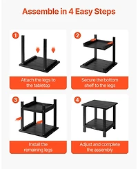 Slickblue 2-Tier Outdoor Side Table in Black Hdpe for Backyard or Indoor Use