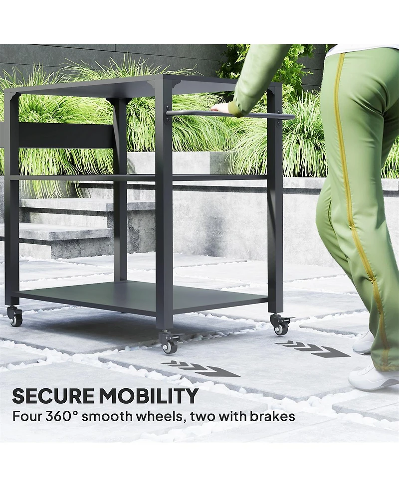 Slickblue Outdoor Grill Cart with Storage and Prep Space for Bbq