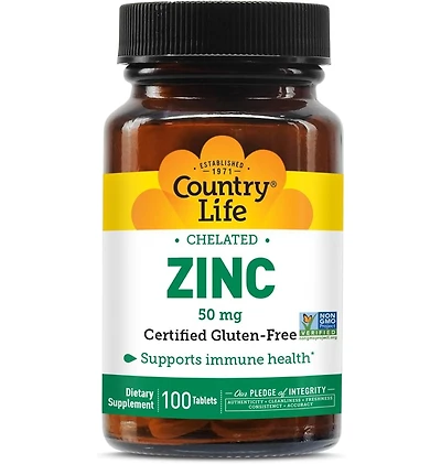 Country Life Zinc (Amino Acid Chelate) ,50 Mg ,100 Tabs